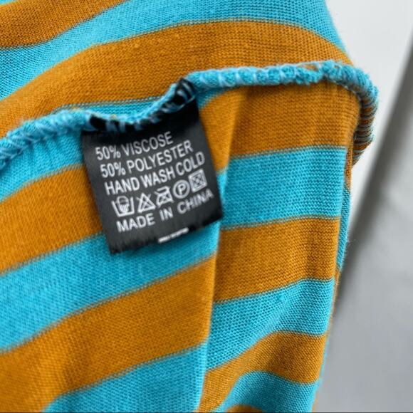 Infinity Scarf Head Covering Face Mask Stripe Color Block Orange Blue Viscose - Picture 7 of 8